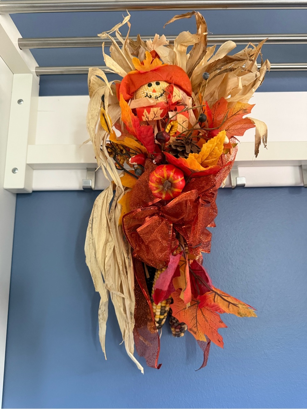 Autumn Faux Harvest Fall Swag Indian Corn Orange Seasonal Door Decor